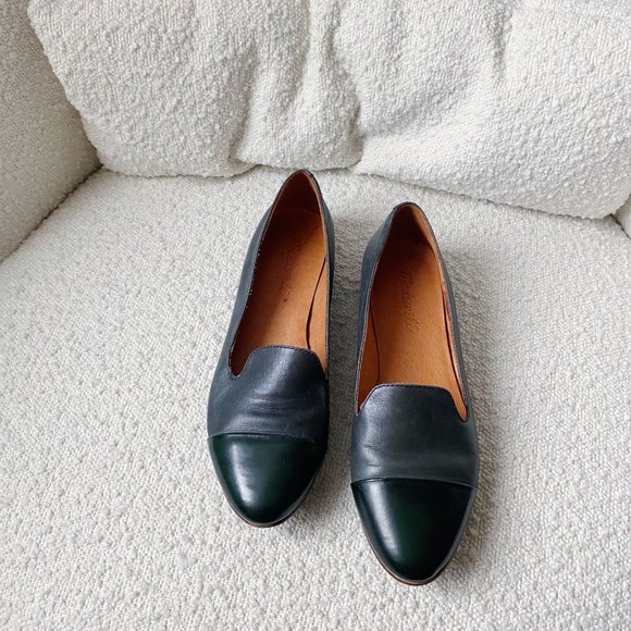 Madewell Shoes - Madewell Teddy Patent Leather Cap Toe Loafer Flats Black/Gray Size 6